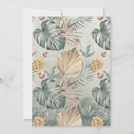 Tropische Oase Moderne Palm Save the Date Bruiloft Kaart (Achterkant)