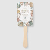 Tropische Oase Monstera Bestemming Bruiloft Handwaaier (Voorkant)