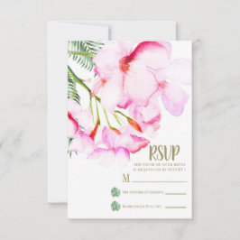 Tropische Oase Roze Groen Hawaï Bloemmotief RSVP Kaartje