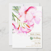 Tropische Oase Roze Groen Hawaïaans Bloemen Bruilo Kaart (Voorkant)