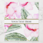 Tropische Oase Roze Groen Hawaïaans Bloemen Bruilo Wijn Etiket (Enkel label)
