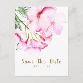 Tropische Oase Roze Groen Hawaiiaans Save the Date Aankondigingskaart