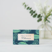 Tropische Oase Waterverf Palmblad & Bladblad Visitekaartje (Staand voorkant)