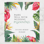 Tropische oases bloemen bruiloft wijn etiket (Enkel label)