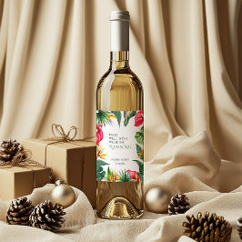 Tropische oases bloemen bruiloft wijn etiket