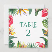 Tropische Oases Bloemen Trouwtafel Nummer Bedankkaart (Voorkant)