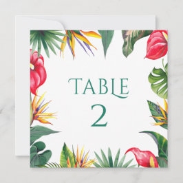 Tropische Oases Bloemen Trouwtafel Nummer Bedankkaart