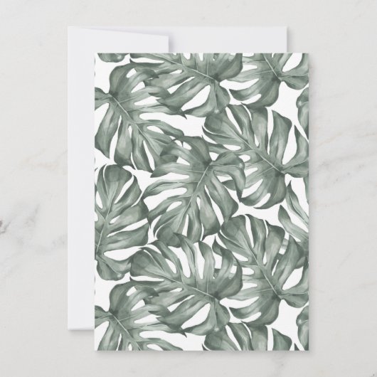 Tropische Oasis Moderne Palm krans bruiloft Kaart (Achterkant)