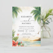 Tropische Oasis Palm Arch Wedding Kaart (Staand voorkant)