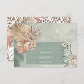 Tropische Oasis Palm blad responskaarten RSVP (Voorkant / Achterkant)