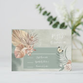 Tropische Oasis Palm blad responskaarten RSVP Kaartje (Staand voorkant)