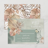 Tropische Oasis Palm blad responskaarten RSVP Kaartje (Voorkant / Achterkant)
