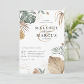 Tropische Oasis Pampas Island bruiloft Kaart (Staand voorkant)