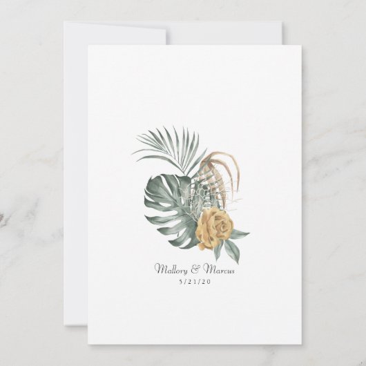 Tropische Oasis Pampas Island bruiloft Kaart (Achterkant)