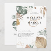 Tropische Oasis Pampas Island bruiloft Kaart (Voorkant / Achterkant)