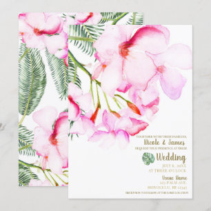 Tropische Oasis roze groene Hawaiian Floral Weddin Kaart