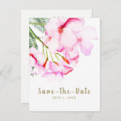 Tropische oasis roze groene Hawaiian sparen de Dat Aankondigingskaart (Voorkant / Achterkant)