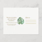 Tropische oasis roze groene Hawaiian sparen de Dat Aankondigingskaart (Achterkant)