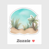 Tropische Oasis Waterverf Scene Sticker (Vel)