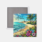 Tropische Oceaan Aloha Vakantie Magneet (Voorkant / Achterkant)