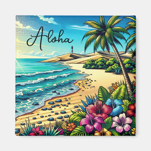 Tropische Oceaan Aloha Vakantie Magneet (Voorkant)