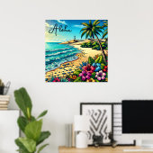 Tropische Oceaan Aloha Vakantie Poster (Thuiskantoor)