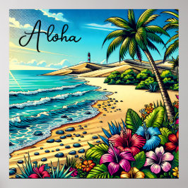 Tropische Oceaan Aloha Vakantie Poster
