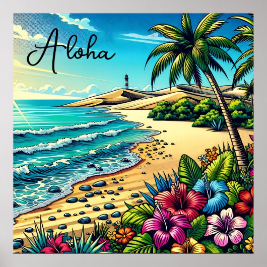 Tropische Oceaan Aloha Vakantie Poster (Voorkant)