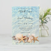 Tropische oceaan Beach Seashell Weddenschap Kaart (Staand voorkant)