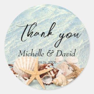 Tropische oceaan Beach Seashell Weddenschap Ronde Sticker