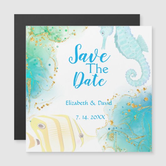 Tropische Oceaan bruiloft magneet uitnodiging Magnetische Uitnodiging (Voorkant / Achterkant)