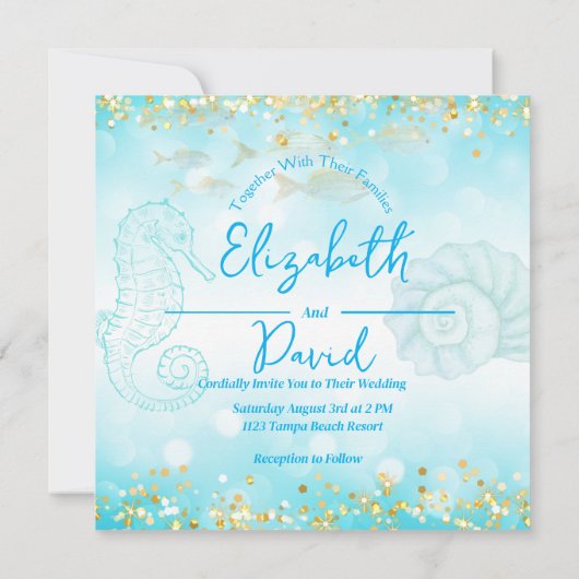 Tropische Oceaan bruiloft uitnodiging (Achterkant)