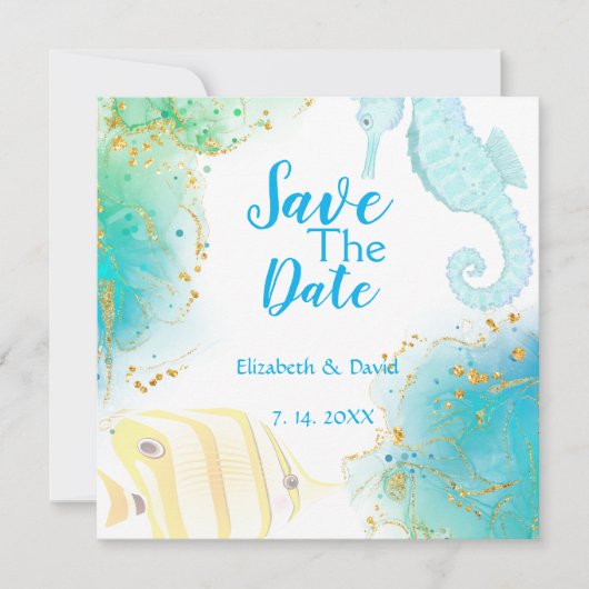 Tropische Oceaan bruiloft uitnodiging (Voorkant)