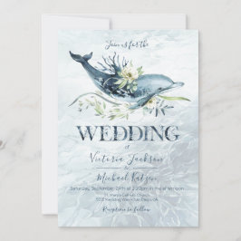 Tropische Oceaan Dolfijn Huwelijksuitnodigingen Kaart