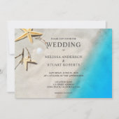 Tropische oceaan en zeestervis zomerstrand bruilof kaart (Voorkant)