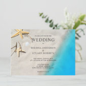 Tropische oceaan en zeestervis zomerstrand bruilof kaart (Staand voorkant)