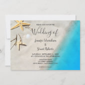 Tropische oceaan en zeestervis zomerstrand bruilof kaart (Voorkant)