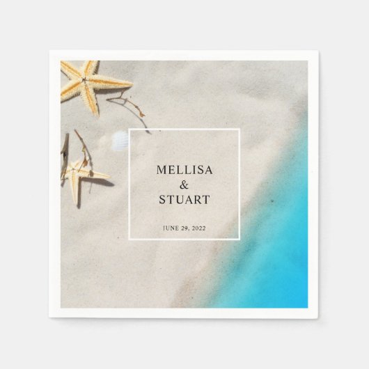 Tropische oceaan en zeestervis zomerstrand bruilof servet (Voorkant)