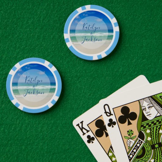 Tropische Oceaan Golven Fotografie Strand Huwelijk Poker Chips (Pokertafel (Dubbel))