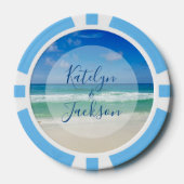 Tropische Oceaan Golven Fotografie Strand Huwelijk Poker Chips (Voorkant)
