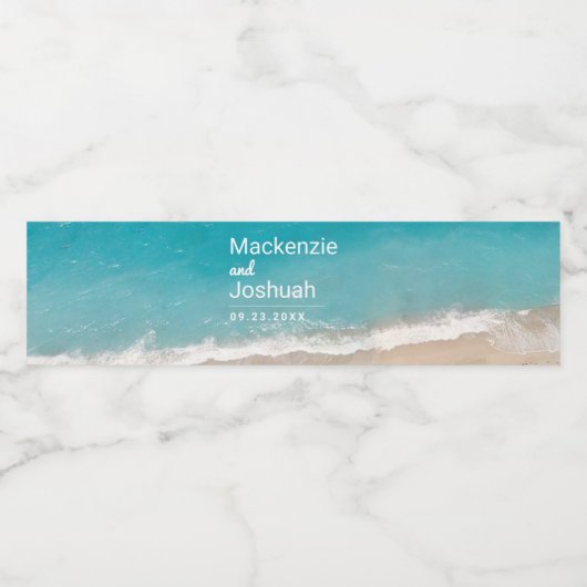 Tropische Oceaan Golven Strand Bruiloft Welkom Waterfles Etiket (Enkel label)