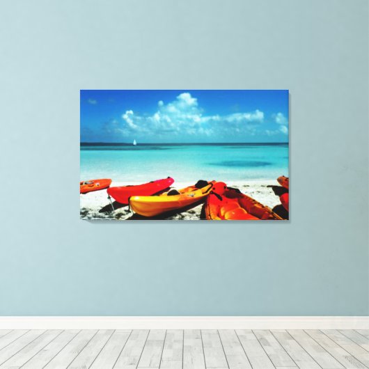 Tropische Oceaan Kajak Canvas (Insitu (Houten vloer))