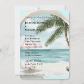 Tropische oceaan palmboom bruiloft kaart (Voorkant)