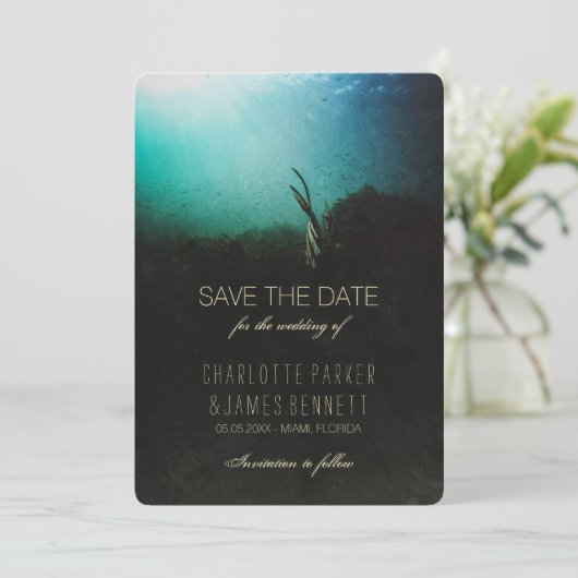 Tropische oceaan sparen de Datum Save The Date (Staand voorkant)