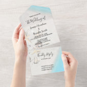 Tropische oceaan strand bruiloft all in one uitnodiging (Afscheurbaar)