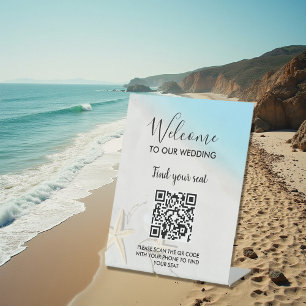 Tropische oceaan strand bruiloft reclamebord met voetstuk