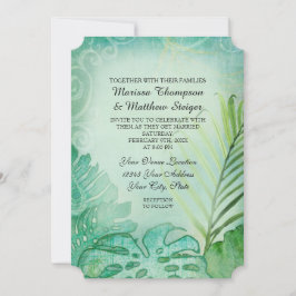 Tropische oceaan strand olifanten oorblaadjes palm kaart