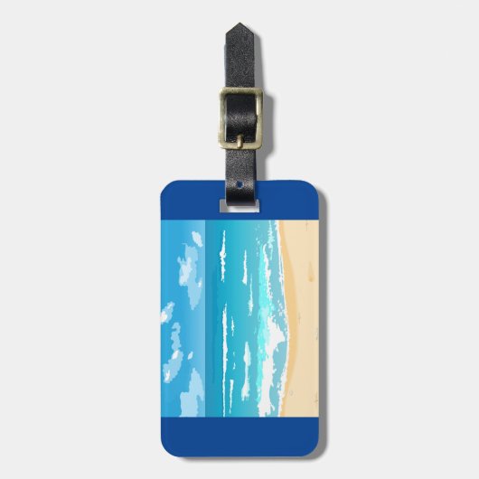 Tropische oceaan strand scene kustlandschap bagagelabel (Voorkant verticaal)