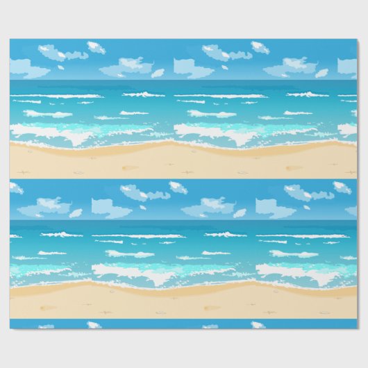 Tropische oceaan strand scene kustlandschap cadeaupapier (Vlak)