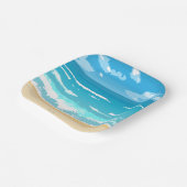 Tropische oceaan strand scene kustlandschap papieren bordje (Gebogen)